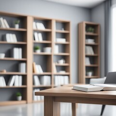 Modern living room interior features a bookshelf filled with books for a stylish and educational atmosphere