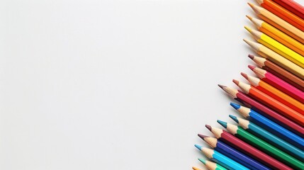 Fototapeta premium Colorful pencils for drawing isolated on white background with space for text