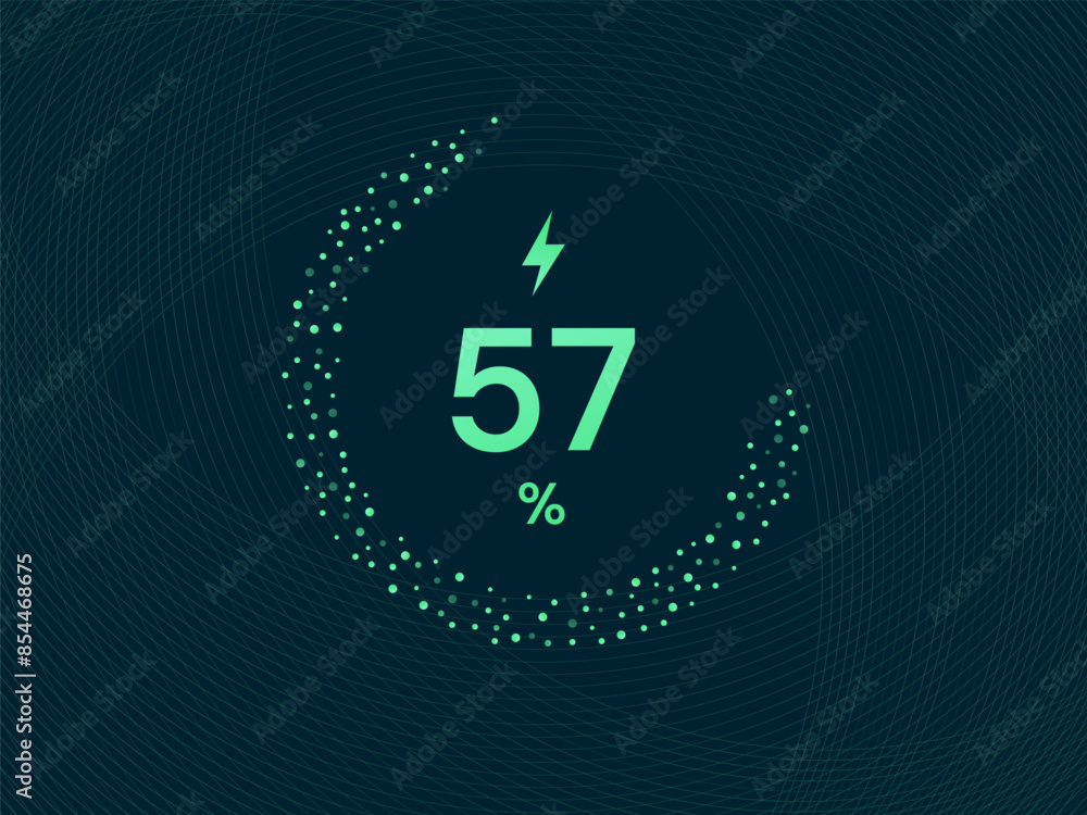 Poster electric vehicle battery charging status dashboard interface with abstract technology circle and cur