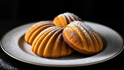  Deliciously dusted pastries on a plate