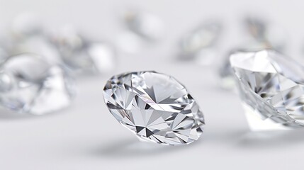 Close-Up of a Sparkling Diamond on White Background