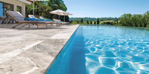 Fototapeta premium Luxury Poolside Relaxation with a View