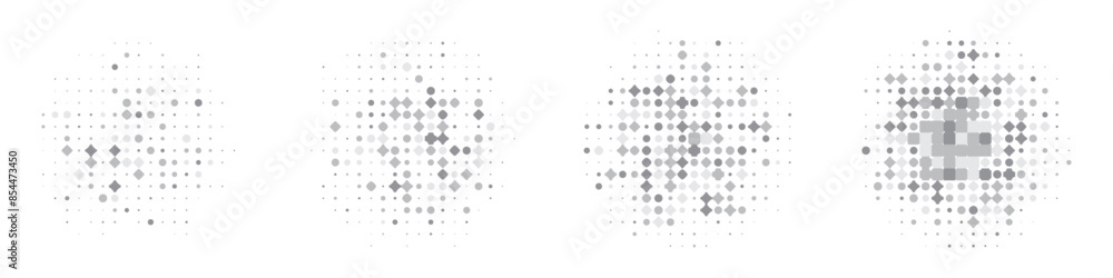 Poster halftone set grey. halftone circles background elements. design vector round dots