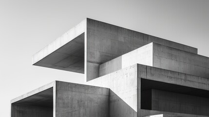 Fototapeta premium Play of light and shadow on geometric brutalist structure