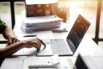 Team of business people working together in the meeting room office, teamwork background charts and graphs banner, double exposure successful teamwork,business planning concept.