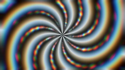 Abstract animated background in the form of a gray convex spiral on a multi-colored background. - Powered by Adobe