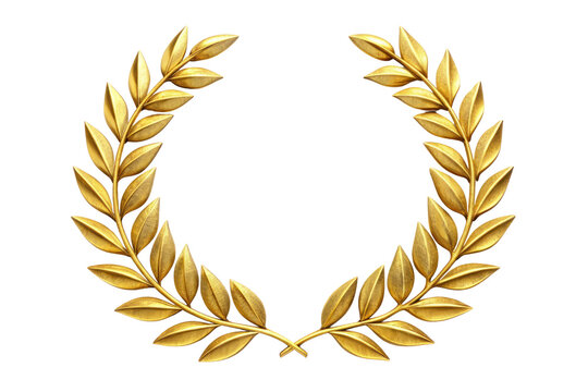 golden leaf laurel wreath isolated on transparent background