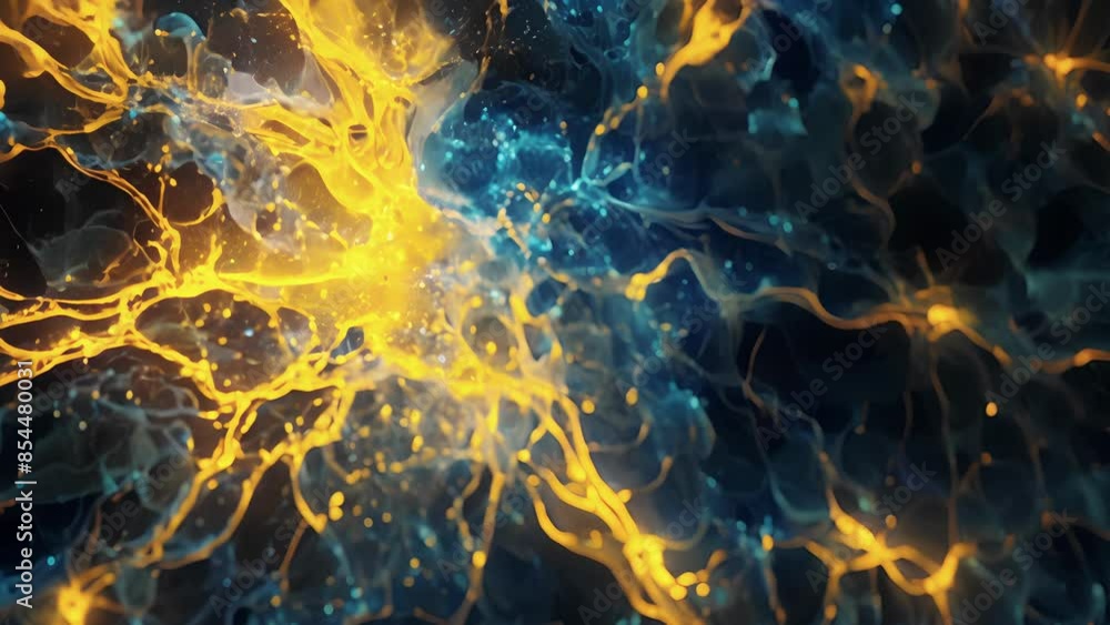 Poster a scanning electron microscopy animation showing the intricate network of ion channels on the surfac