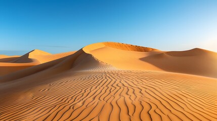 Realistic desert landscape. Beautiful view on realistic sand dunes. Made with generative ai