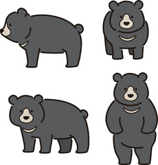 シンプルでかわいい熊のイラストセット