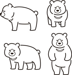 シンプルでかわいい熊のイラストセット