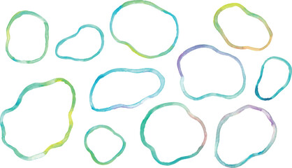 水彩画。水彩タッチのベクター手描きフレーム。手描きのサークルフレーム。落書き。Watercolor. Vector hand-drawn frame with watercolor touch. Hand drawn circle frame. Doodles.