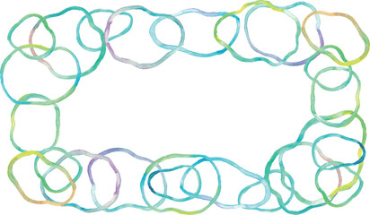 Obraz premium 水彩画。水彩タッチのベクター手描きフレーム。手描きのサークルフレーム。落書き。Watercolor. Vector hand-drawn frame with watercolor touch. Hand drawn circle frame. Doodles.