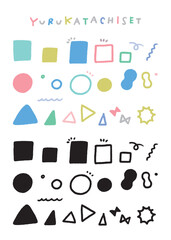 ゆるい手描き風のワンポイントイラストのセット