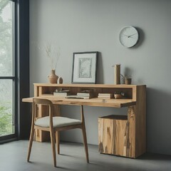modern wooden chair with a white background