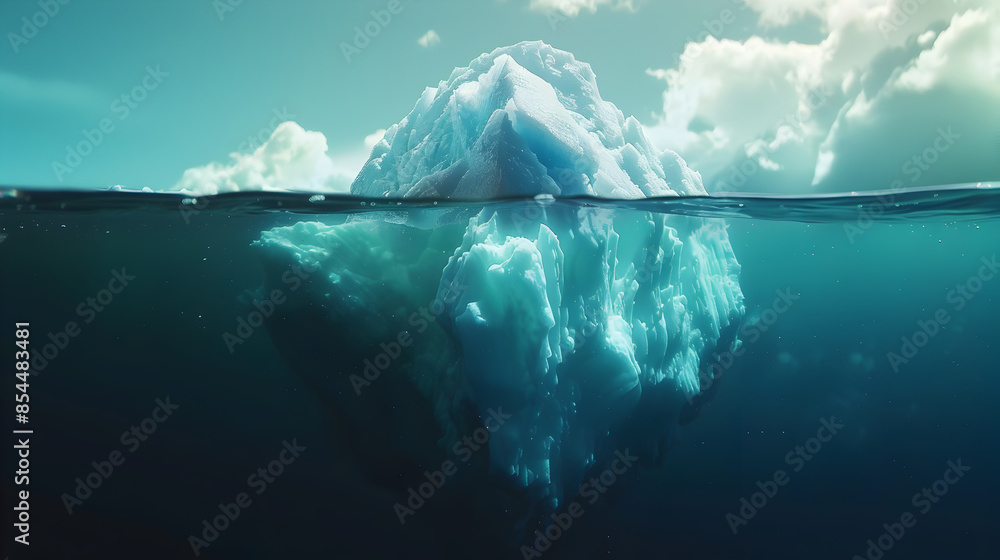 Wall mural Iceberg - Hidden Danger And Global Warming Concept.