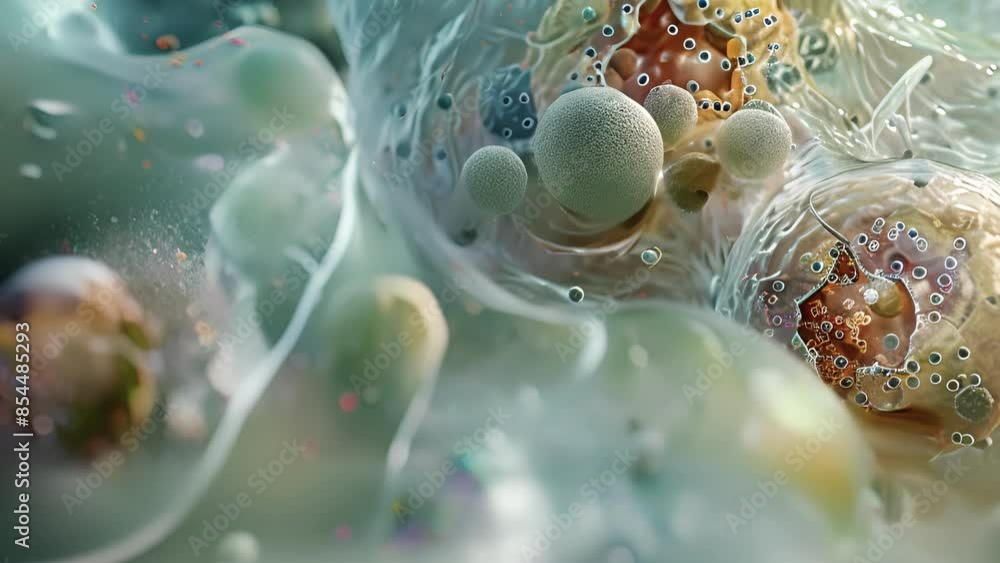 Poster a microscopic view of transplanted stem cells integrating with the hosts tissue and restoring functi