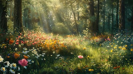 Fototapeta premium Beautiful wildflowers in the woods