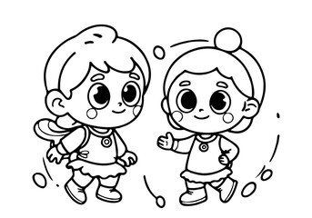 Coloring page of a cartoon kid