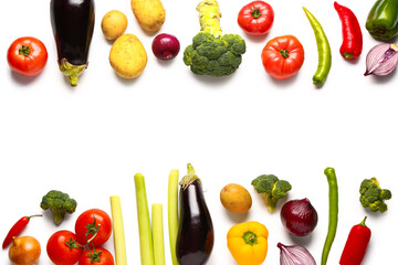 Fresh ripe vegetables on white background