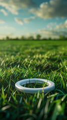 White round decoration on green grass