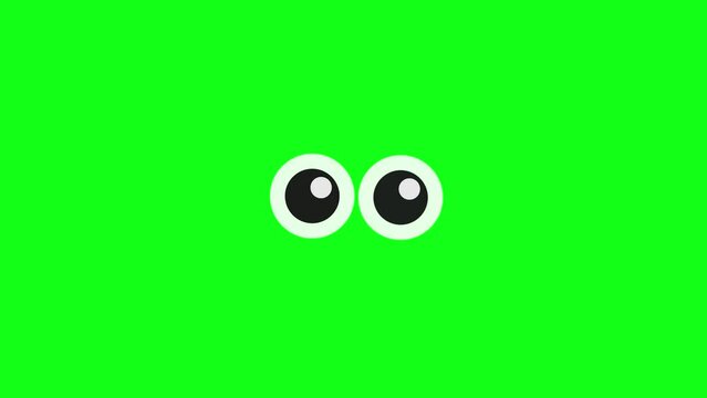 Cartoon simple kawaii blinking eyes on green screen insert, chroma key green screen graphics motion weather icon. stock video 3D animation. Super high