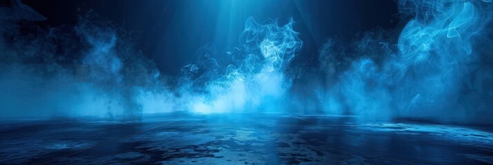 Blue Smoke and Light Effects on a Dark Background