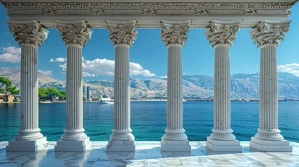 Fototapeta premium Timeless Elegance: Ancient Greek Marble Pillars