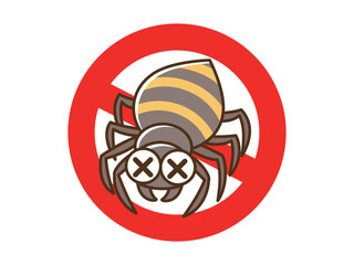 害虫_禁止マークのイラスト_クモ