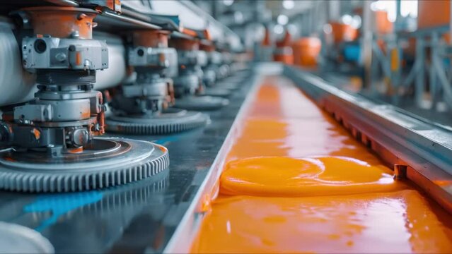 Industrial Offset Printing Machine in a Factory Setting: Gears and Ink Producing Commercial Colors. Concept Offset Printing, Industrial Machinery, Factory Setting, Gears, Ink Production