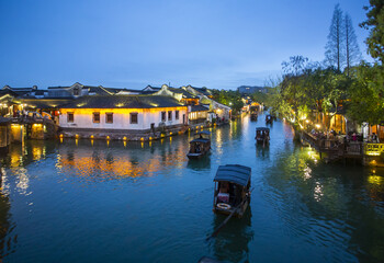 Naklejka premium Wuzhen, a water town in Jiangnan