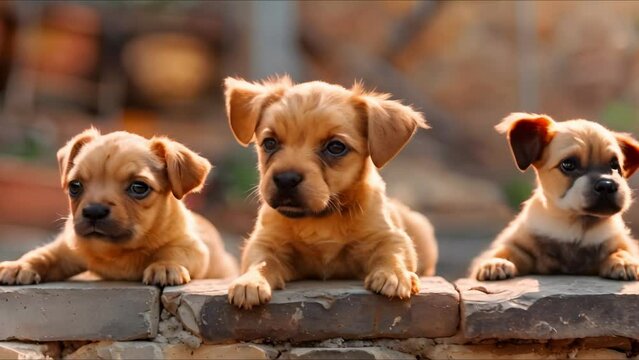 Lonely stray puppies hoping for a loving home abandoned and forgotten. Concept Animal rescue, Abandoned pets, Stray adoption, Homeless puppies, Forgotten animals