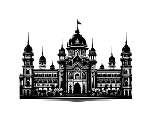 Fototapeta premium islamic palace silhouette - black on white background