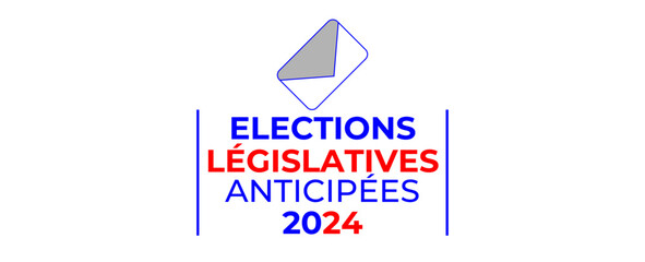 Elections l&eacute;gislatives anticip&eacute;es 2024. symbolizing active participation in EU elections. European vote vector illustration