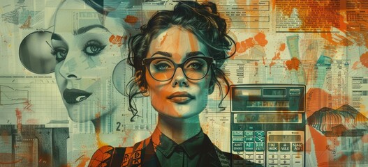 Confident accountant analyzing financial reports, graphs, and data to ensure accuracy and compliance.