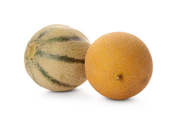 Different sweet melons on white background