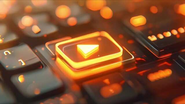 Digital play button icon symbolizing the start of multimedia content playback. Concept Play Button, Multimedia Content, Digital Icon, Symbol, Start