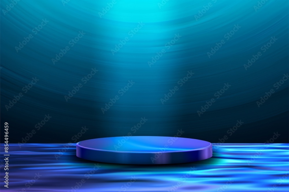 Poster abstract blue background with a circular platform