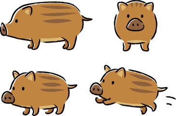 シンプルでかわいいうり坊のイラストセット