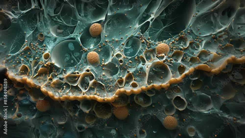 Poster an overhead view of simple columnar epithelium with a single layer of long cells attached to the bat