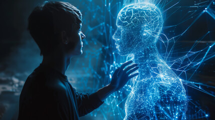 man and holograph AI 