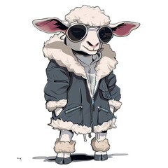 Naklejka premium Sheep edgy fashion