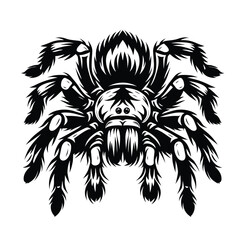 spider tarantula logo mascot in black and white silhouette