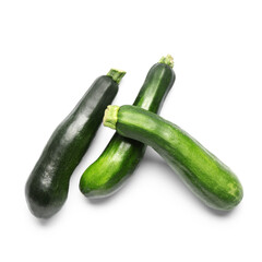 Fresh green zucchini on white background