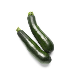 Fresh green zucchini on white background