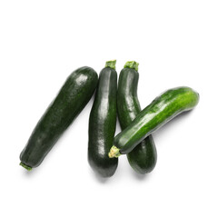 Fresh green zucchini on white background