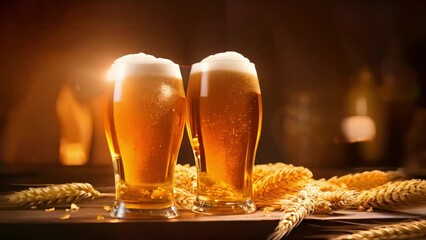 Celebrating International Beer Day with a cheers of beer at the table. Concept International Beer Day, Beer Tasting, Beer Brands, Beer Pint Glasses, Cheers Gesture