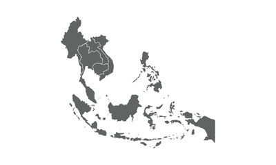 southeast asia isolated on white background. for website layouts, background, education, precise, customizable, Travel worldwide, map silhouette backdrop, earth geography, political, reports.