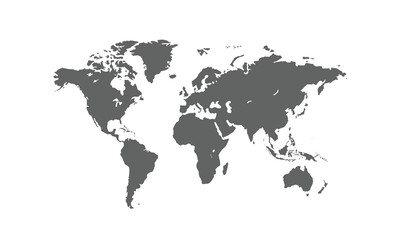 Naklejka premium world map isolated on white background. for website layouts, background, education, precise, customizable, Travel worldwide, map silhouette backdrop, earth geography, political, reports.