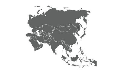 Asia map isolated on white background. for website layouts, background, education, precise, customizable, Travel worldwide, map silhouette backdrop, earth geography, political, reports.